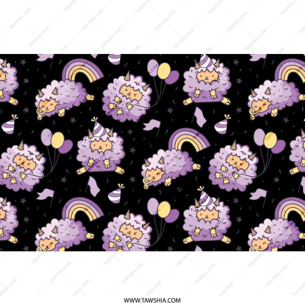 Cute Purple and Black Sheep Design Fabric product type