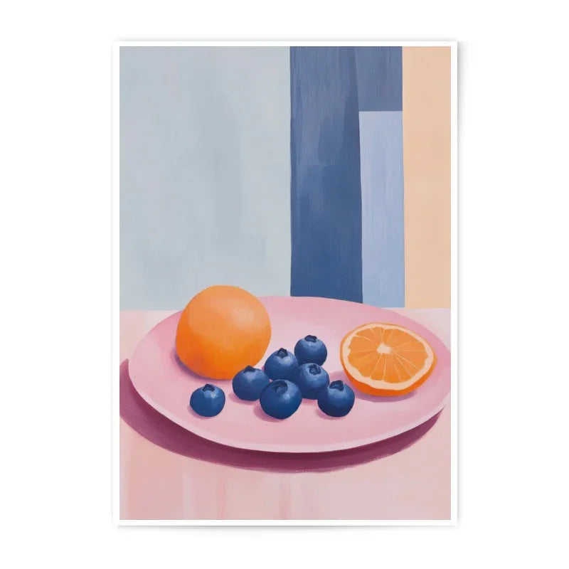 Still Life Photographic Prints, Fruits Art Prints, Kitchen Wall Art, Modern Art Print, Contemporary Prints, Orange and Blueberries Art - Tawshia
