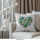 Heart Seashells Pillow, Beach Decor Pillow, Coastal Throw Pillow, Ocean Shells Design, Seashells Art Pillow - Tawshia