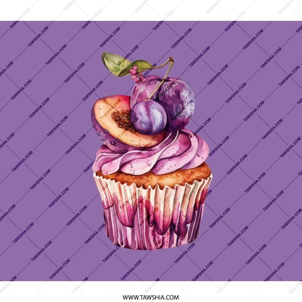 Plum Cupcake Backpack, Watercolor Art, Cute Purple Backpack, Unique Design Backpack, School Bag, Everyday Backpack - Tawshia