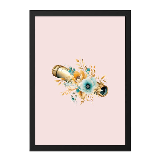 Floral Telescope Wall Art, Dreamy Nursery Decor, Antique Spyglass Print, Whimsical Gold Accent, Elegant Home Decor - Tawshia