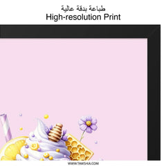 Lemon Lavender Wall Art, Whimsical Drink Decor, Floral Dessert Print, Pastel Kitchen Art, Cute Beverage Poster - Tawshia