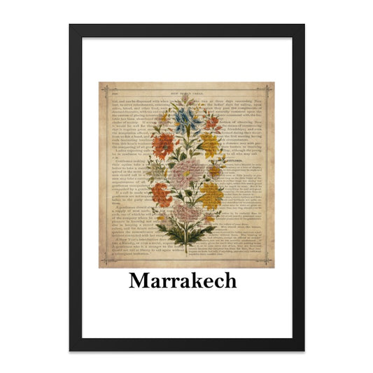 Marrakech Wall Art, Vintage Floral Print, Antique Book Page Art, Colorful Flower Decor, Botanical Illustration, Home Decor (135) - Tawshia