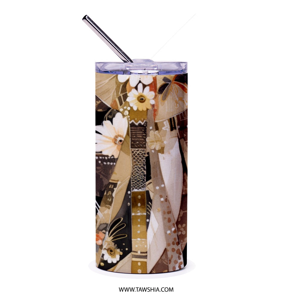 Boho Floral Tumbler, Abstract Design, Unique Drinkware, Stylish Tumblers, Trendy Cup, Coffee Tumbler, Gift Idea, Decorative Tumbler - Tawshia