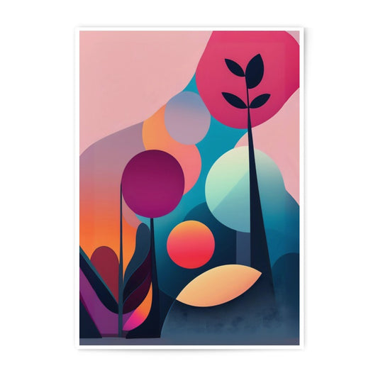 Abstract Botanical Photographic Print, Colorful Geometric Floral Wall Art, Modern Home Decor, Unique Flower Photography - Tawshia