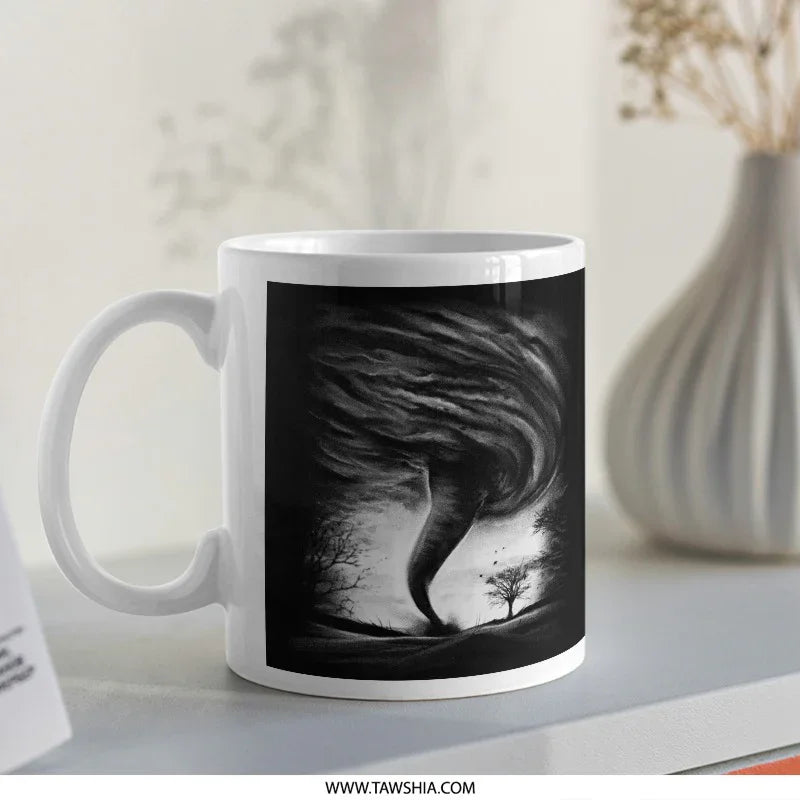 Twisting Tornado in Black White Art Design Mug product