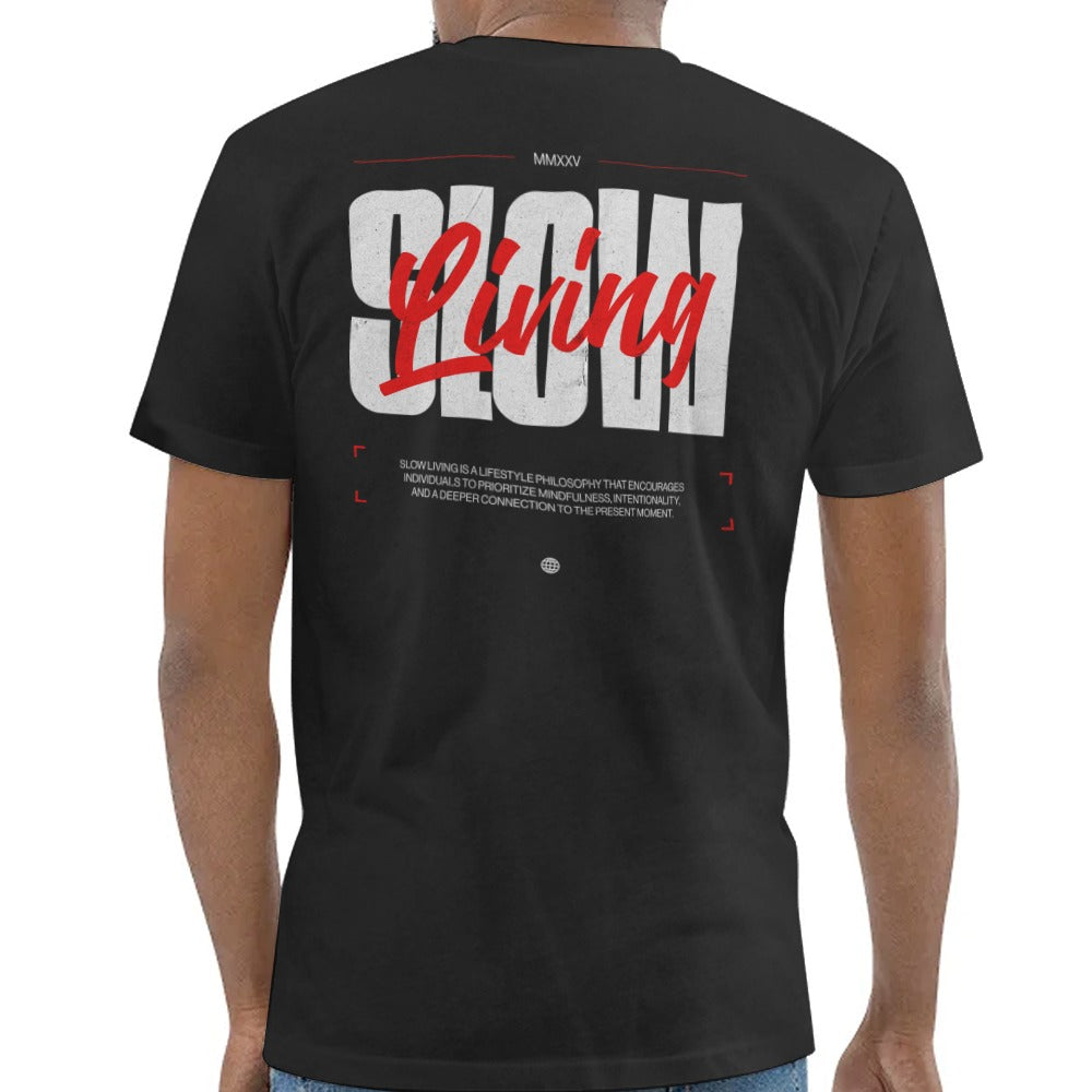 Slow Living Black T-Shirt product type