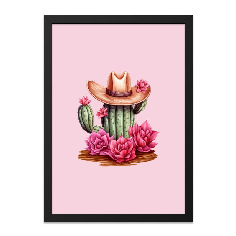 Cactus Wall Art, Cowboy Hat Art, Floral Wall Decor, Desert Art Print, Western Theme Decor, Southwest Wall Art, Succulent Art - Tawshia