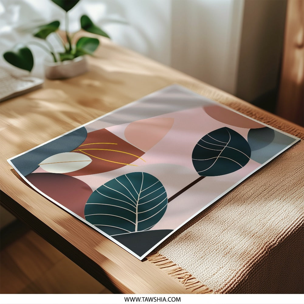 Abstract Leaf Photographic Print, Botanical Wall Art, Modern Art Print, Geometric Leaves, Pastel Colors Print, Home Decor - Tawshia