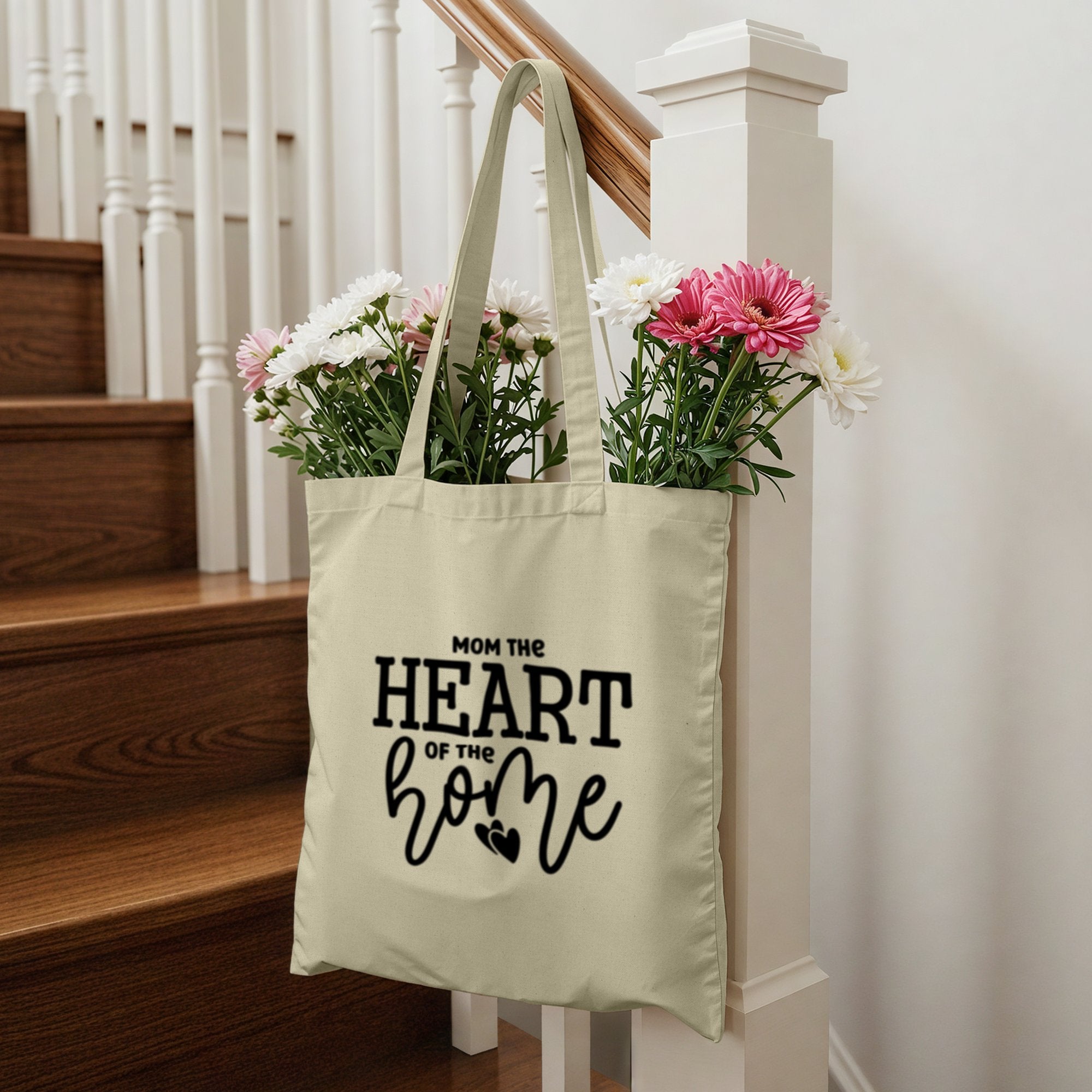 Mom the Heart of the Home Tote Bag product type