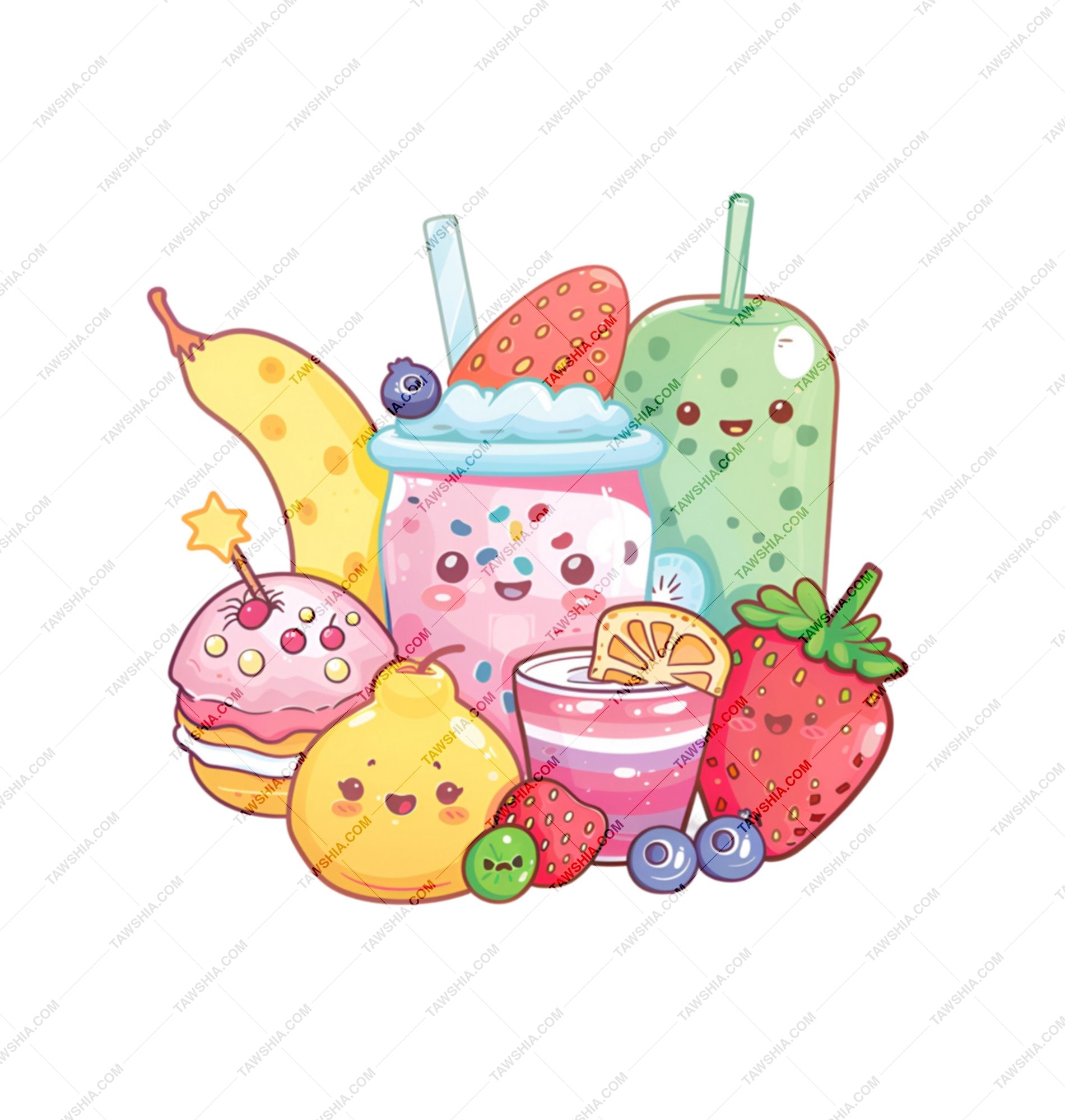 Colorful Cute Fruit Beverages and Snacks product type