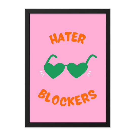 Hater Blockers Wall Art, Heart Sunglasses Print, Pink Wall Decor, Trendy Wall Art, Fun Home Decor, Quirky Art Print, Statement Art - Tawshia