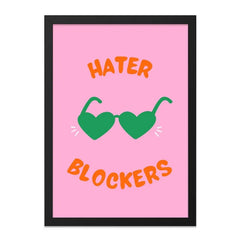 Hater Blockers Wall Art, Heart Sunglasses Print, Pink Wall Decor, Trendy Wall Art, Fun Home Decor, Quirky Art Print, Statement Art - Tawshia