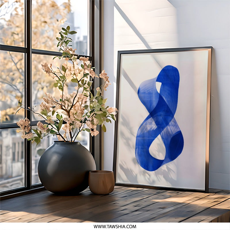 Abstract Blue Figure Wall Art, Modern Minimalist Print, Indigo Painting, Contemporary Home Decor, Unique Wall Decor, Living Room Art - Tawshia