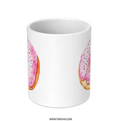 Donut Mug, Pink Sprinkled Donut, Food Mug, Sweet Treat Mug, Unique Mug, Watercolor Mug, Coffee Mug, Tea Mug, Cute Mug, Gift Idea - Tawshia