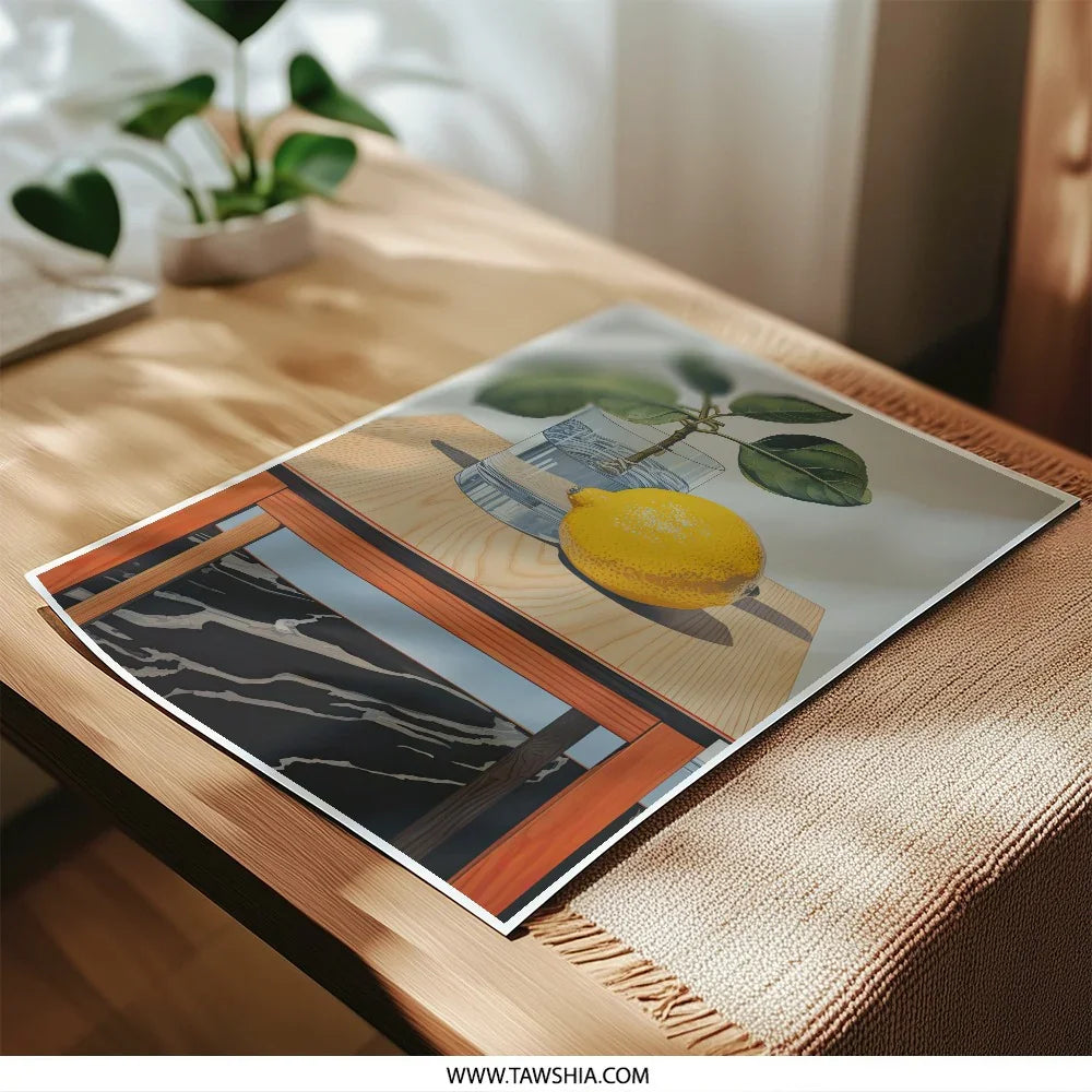 Lemon Still Life Photographic Prints, Modern Art Print, Kitchen Wall Decor, Botanical Wall Art, Colorful Art Prints - Tawshia