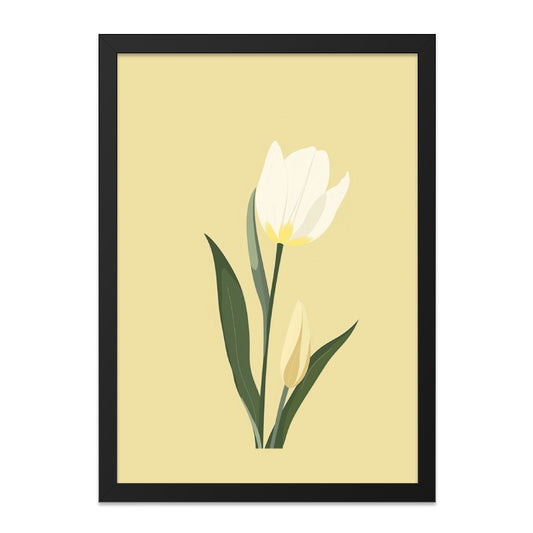 Minimalist Tulip Flower Wall Art, Floral Home Decor, Modern Plant Print, Botanical Artwork, Cream Tulip Illustration - Tawshia