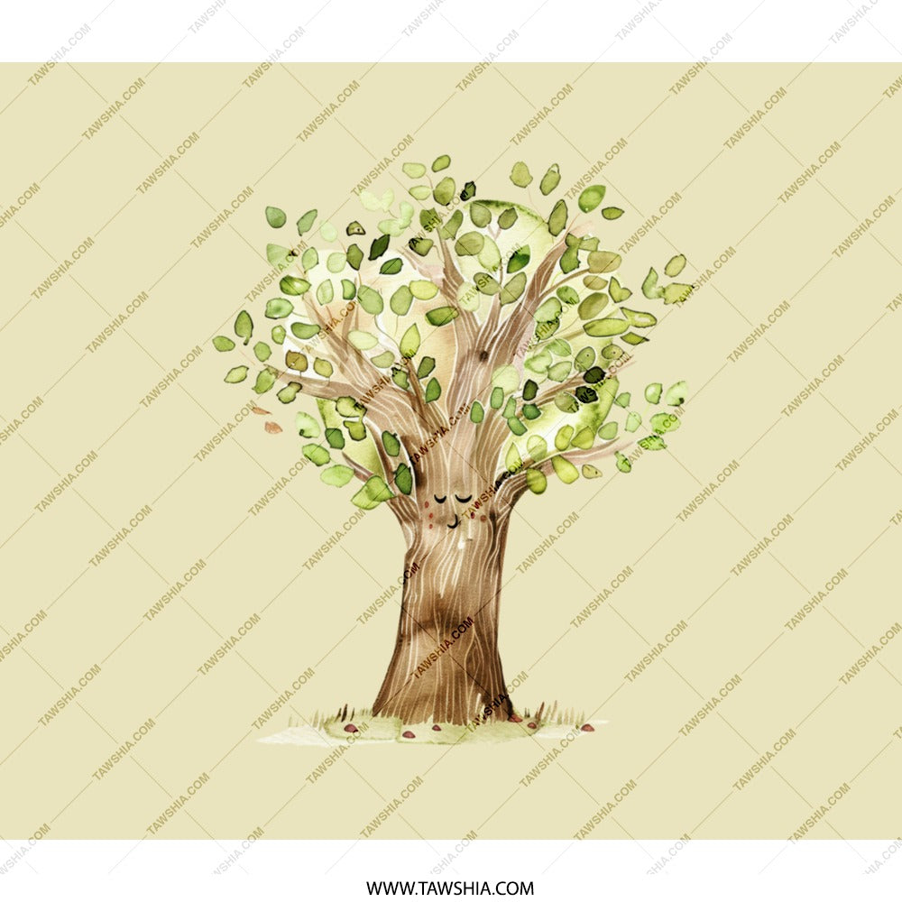 Happy Tree Backpack, Cute Smiling Tree, Nature Inspired Backpack, Watercolor Tree Design, Botanical Backpack, Unique Tree Art - Tawshia