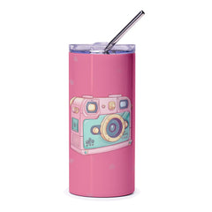 Pink Camera Tumbler, Cute Photo Tumbler, Photography Lover Gift, Fun Design, Travel Tumbler, Aesthetic Drinkware, Unique Tumbler, Gift for - Tawshia