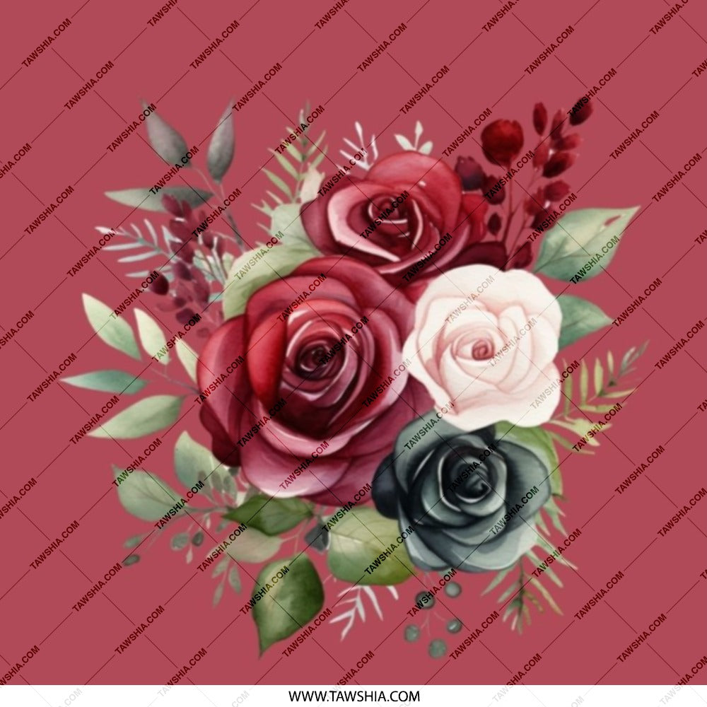 Floral Pocket Mirror, Burgundy Rose Compact Mirror, Flower Girl Gift, Wedding Favor, Bridesmaid Gift, Makeup Mirror - Tawshia