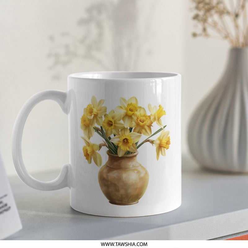 Daffodils Mug, Floral Mug, Spring Mug, Flower Mug, Botanical Mug, Kitchen Decor, Mother's Day Gift, Coffee Lover Gift - Tawshia