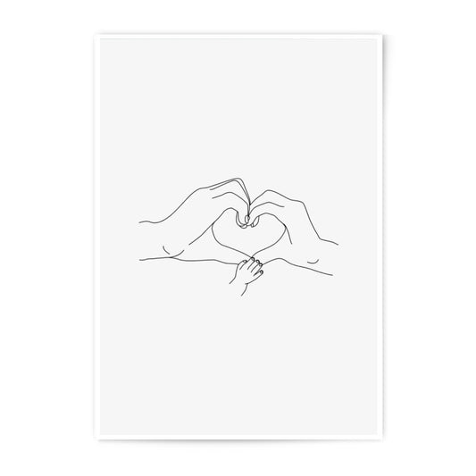 Family Heart Hands Photographic Print, Minimalist Art, New Baby Gift, Nursery Decor, Line Art Print, Home Decor, Family Love Artwork - Tawshia