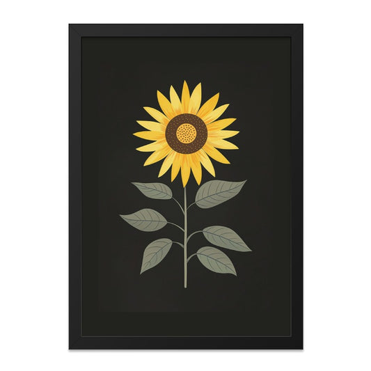 Sunflower Wall Art, Floral Print, Botanical Wall Decor, Modern Home Decor, Black Background Art, Summer Flower Art, Gift Idea - Tawshia