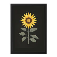 Sunflower Wall Art, Floral Print, Botanical Wall Decor, Modern Home Decor, Black Background Art, Summer Flower Art, Gift Idea - Tawshia