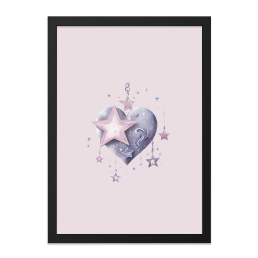 Heart and Stars Wall Art, Whimsical Decor, Celestial Print, Pastel Home Decor, Nursery Art, Dreamy Artwork, Gift Idea - Tawshia