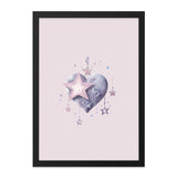 Heart and Stars Wall Art, Whimsical Decor, Celestial Print, Pastel Home Decor, Nursery Art, Dreamy Artwork, Gift Idea - Tawshia