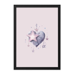 Heart and Stars Wall Art, Whimsical Decor, Celestial Print, Pastel Home Decor, Nursery Art, Dreamy Artwork, Gift Idea - Tawshia