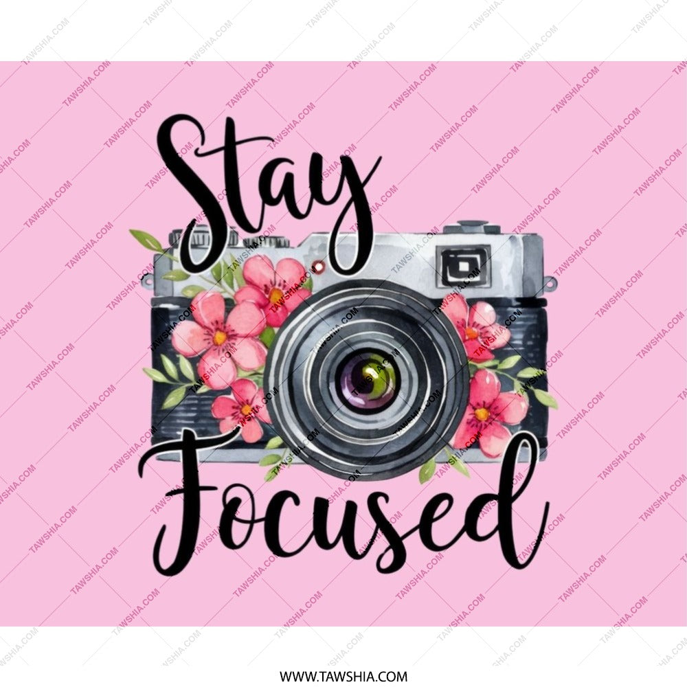 Stay Focused Mouse Pad, Camera Mousepad, Floral Mousepad, Photography Gift, Pink Mouse Pad, Office Decor, Work From Home, Desk Accessories - Tawshia