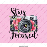 Stay Focused Mouse Pad, Camera Mousepad, Floral Mousepad, Photography Gift, Pink Mouse Pad, Office Decor, Work From Home, Desk Accessories - Tawshia