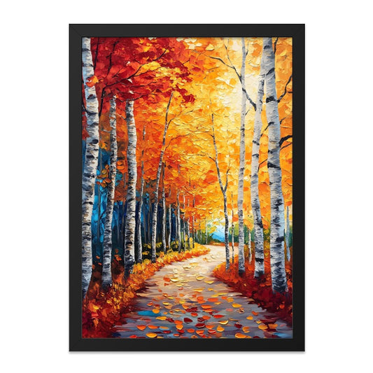 Autumn Birch Trees Wall Art, Fall Colors Painting Print, Impasto Style, Landscape Decor, Nature Wall Decor, Warm Tone Art - Tawshia