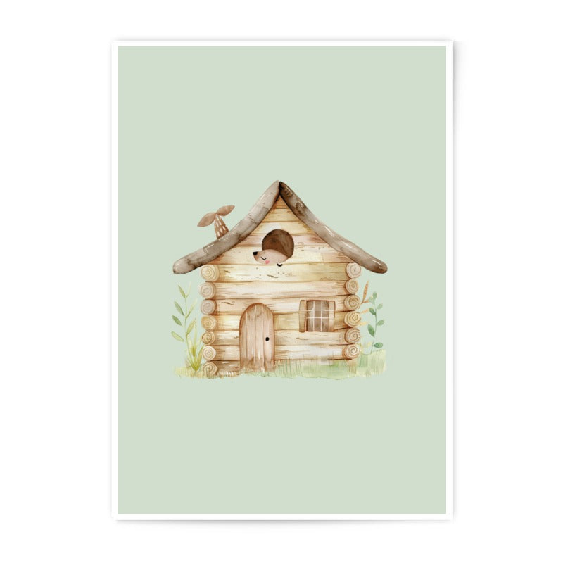 Woodland Hedgehog Home Photographic Prints, Nursery Art, Animal Illustration Prints, Kids Room Decor, Childrens Wall Art - Tawshia