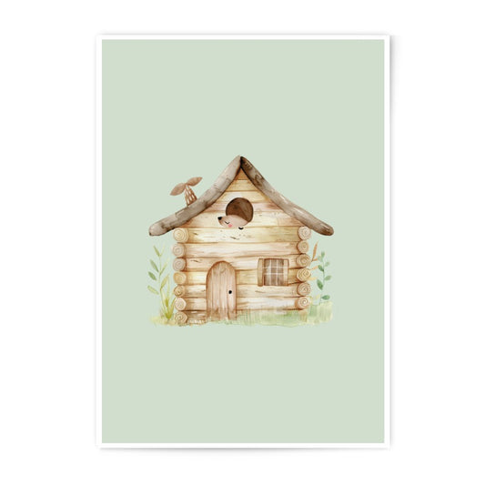Woodland Hedgehog Home Photographic Prints, Nursery Art, Animal Illustration Prints, Kids Room Decor, Childrens Wall Art - Tawshia