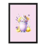 Lemon Lavender Wall Art, Whimsical Drink Decor, Floral Dessert Print, Pastel Kitchen Art, Cute Beverage Poster - Tawshia