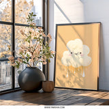 Cute Cloud Wall Art, Kawaii Print, Cream Cloud Art, Smiling Cloud Decor, Nursery Art, Kids Room Art, Dreamy Decor - Tawshia
