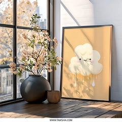 Cute Cloud Wall Art, Kawaii Print, Cream Cloud Art, Smiling Cloud Decor, Nursery Art, Kids Room Art, Dreamy Decor - Tawshia