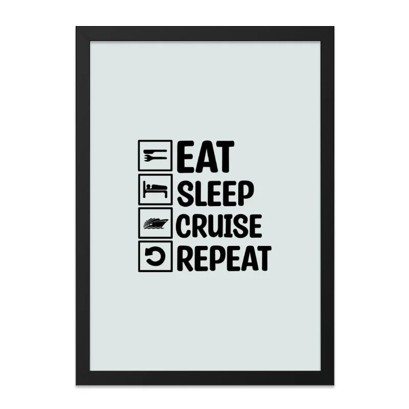 Eat Sleep Cruise Repeat Wall Art, Vacation Mode Print, Nautical Home Decor, Cruise Ship Poster, Funny Travel Gift, Cruise Lover Present - Tawshia