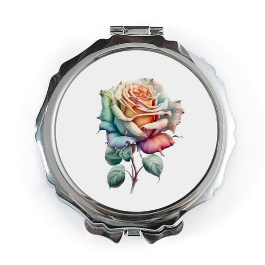 Rose Pocket Mirror, Floral Design, Colorful Rose, Compact Mirror, Cosmetic Mirror, Makeup Mirror, Unique Gift, Purse Mirror, Handbag Mirror - Tawshia