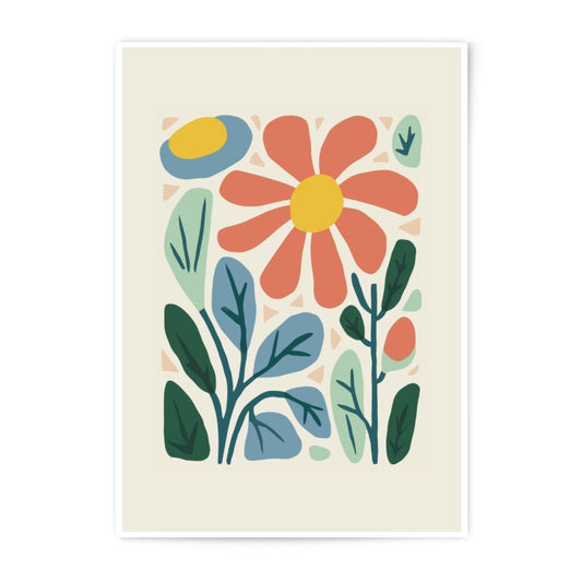 Floral Photographic Print, Retro Botanical Art, Trendy Flower Poster, Colorful Plant Illustration, Wall Decor, Modern Home Art - Tawshia