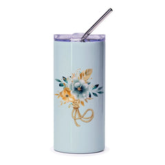 Floral Bouquet Tumbler, Watercolor Flower Cup, Rope Accent Tumbler, Cute Tumblers, Flower Lovers Gift, Travel Mug, Unique Design Tumbler - Tawshia