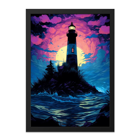 Lighthouse Wall Art, Coastal Print, Sunset Art, Ocean View, Island Lighthouse, Unique Wall Decor, Nautical Theme Art, Home Decor - Tawshia