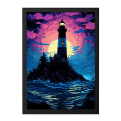 Lighthouse Wall Art, Coastal Print, Sunset Art, Ocean View, Island Lighthouse, Unique Wall Decor, Nautical Theme Art, Home Decor - Tawshia
