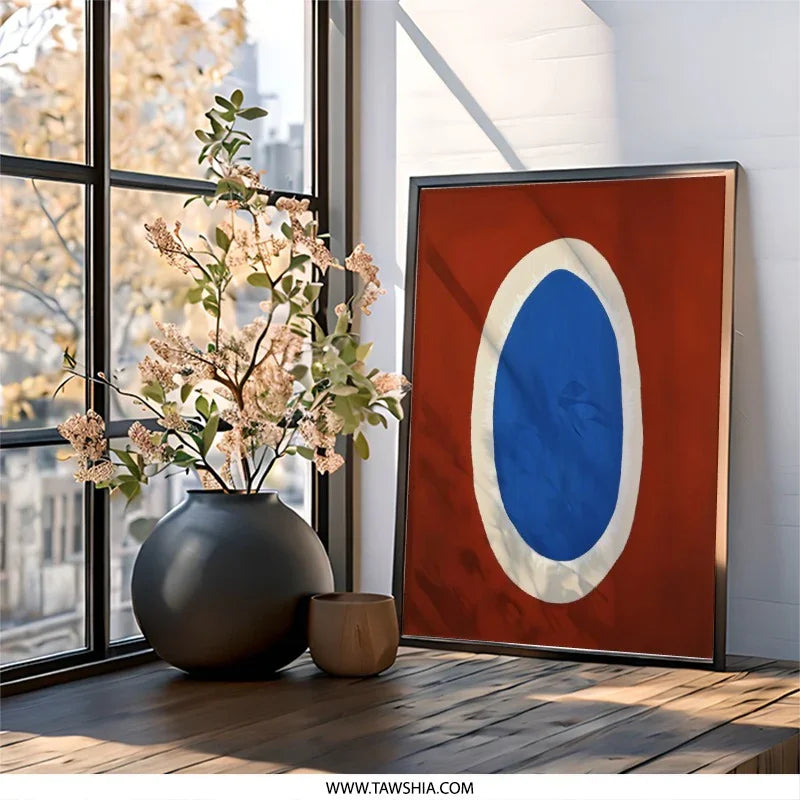 Abstract Wall Art, Blue Oval Print, Modern Art Decor, Contemporary Wall Decor, Minimalist Design - Tawshia