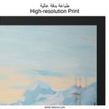 Winter Mountain Wall Art, Snow Landscape Art Print, Winter Scene Painting, Snowy Mountain Artwork, Home Decor Wall Art - Tawshia