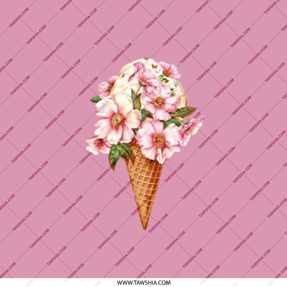 Ice Cream Flower Pocket Mirror, Floral Cone Compact Mirror, Cute Purse Mirror, Unique Gift for Her, Makeup Mirror, Folding Mirror - Tawshia