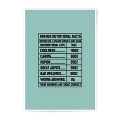 Funny Friend Nutritional Facts Photographic Prints, Unique Gift, Best Friend Humor, 1 Amazing Woman Quote, Friendship Goals - Tawshia
