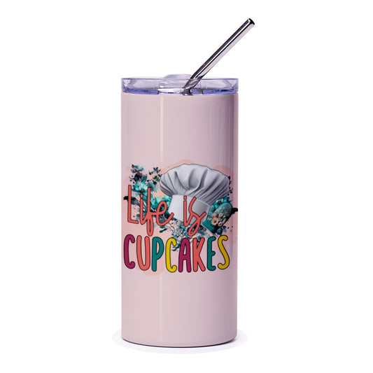 Life is Cupcakes Tumbler, Chef Hat Design, Cupcake Lover Gift, Baking Tumbler, Foodie Gift Idea, Unique Tumbler, Gift for Baker - Tawshia